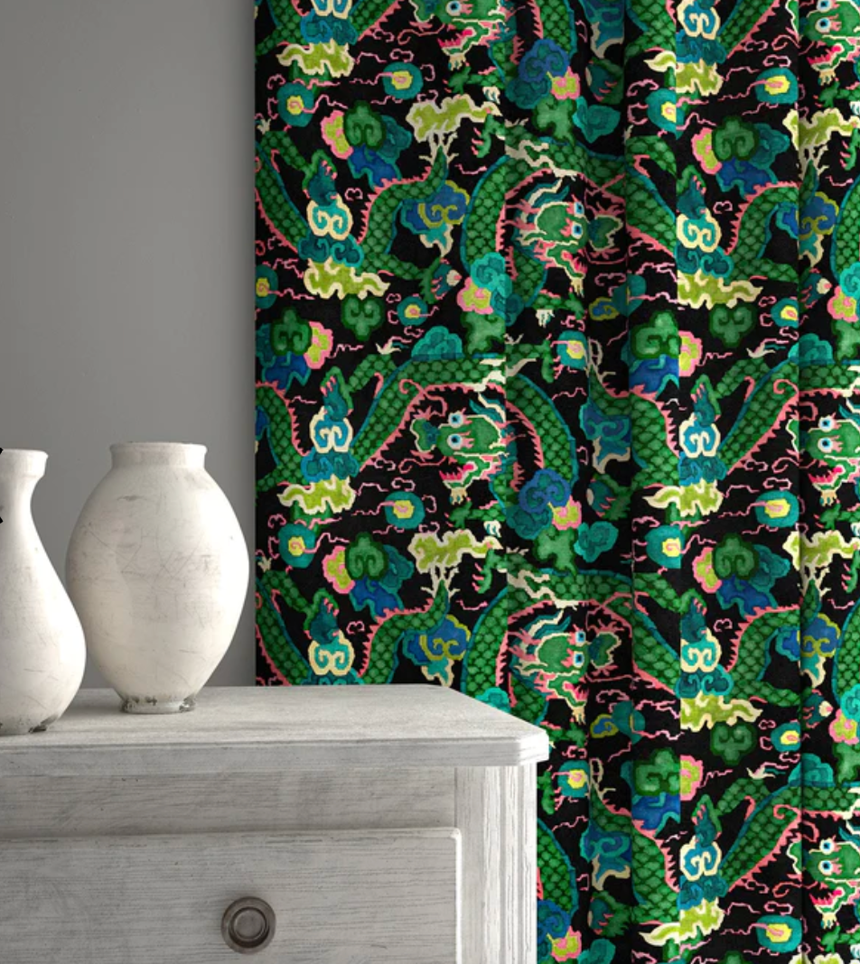 Green - Double Dragon by Linwood - Fabric, Curtains, Roman Blinds