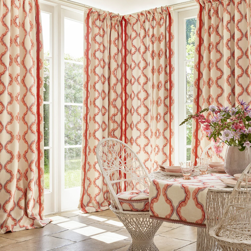 hawaii Ruffled Linwood fabric cooshy curtains