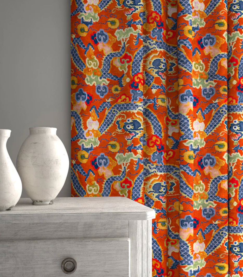 Hot Orange - Double Dragon by Linwood - Fabric, Curtains, Roman Blind lounge