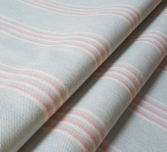 Mint/Pink - Henley Stripe Fabric Ian Mankin 100% Cotton