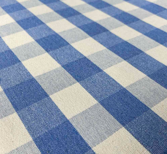 Indigo - Large Suffolk Check Fabric Ian Mankin 100% Cotton