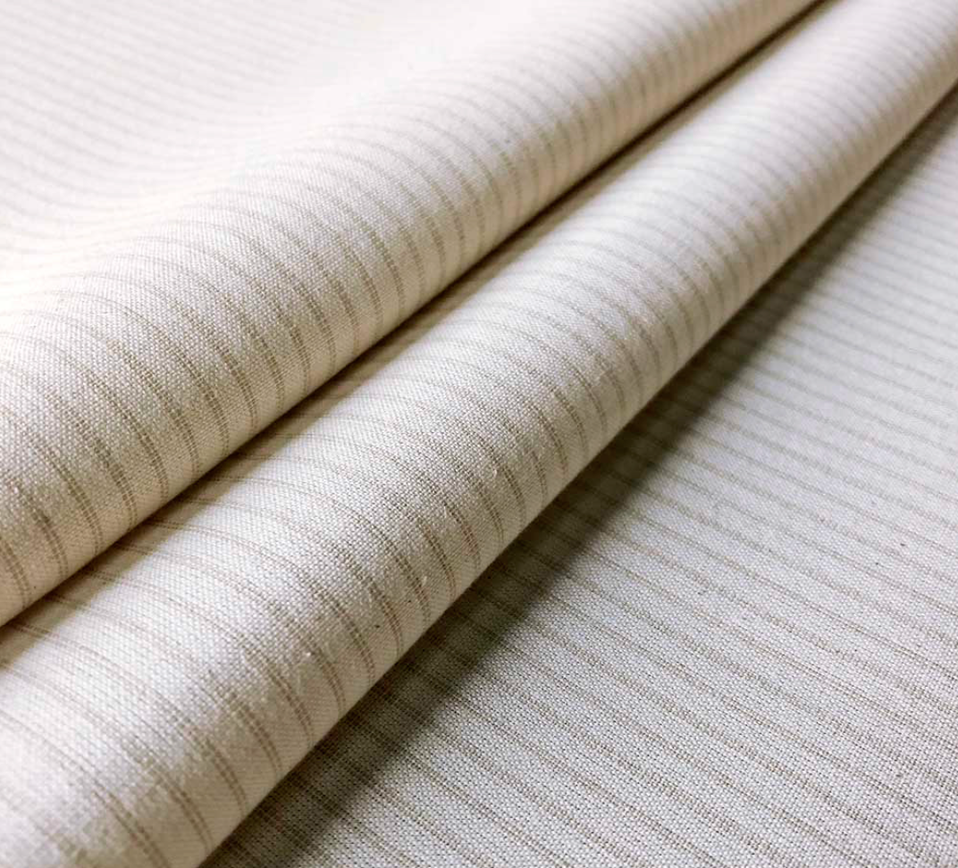 Cream - Lining Stripe Fabric Ian Mankin 100% Cotton