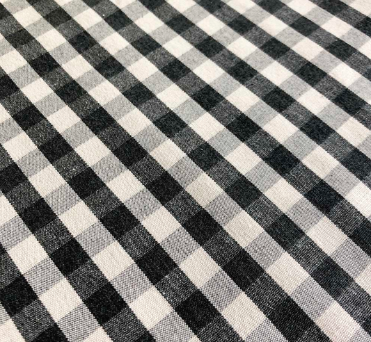Black - Small Suffolk Check Fabric Ian Mankin 100% Cotton
