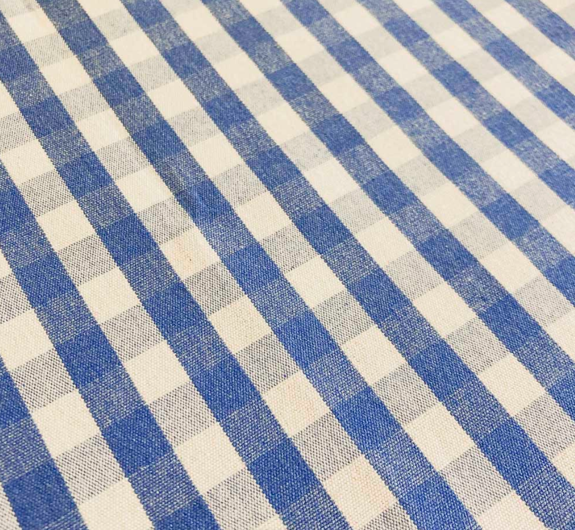 Indigo - Small Suffolk Check Fabric Ian Mankin 100% Cotton