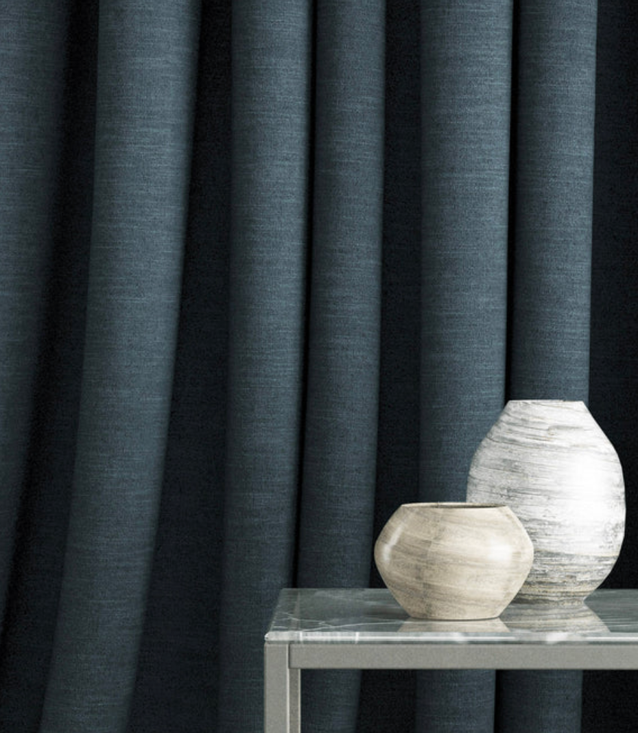 Indigo - Luna by Linwood - Fabric, Curtains, Roman Blinds drape