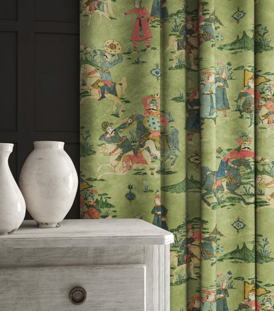Natural Green - Issa Fabric Linwood 100% Cotton Velvet curtain