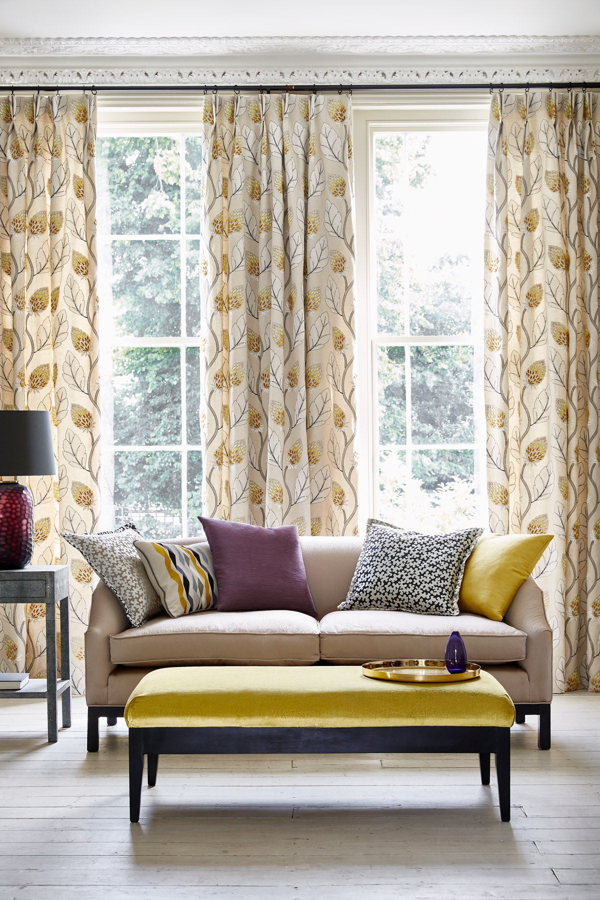 Yellow - Portobello Fabric James Hare Linen/Cotton Fabric curtains