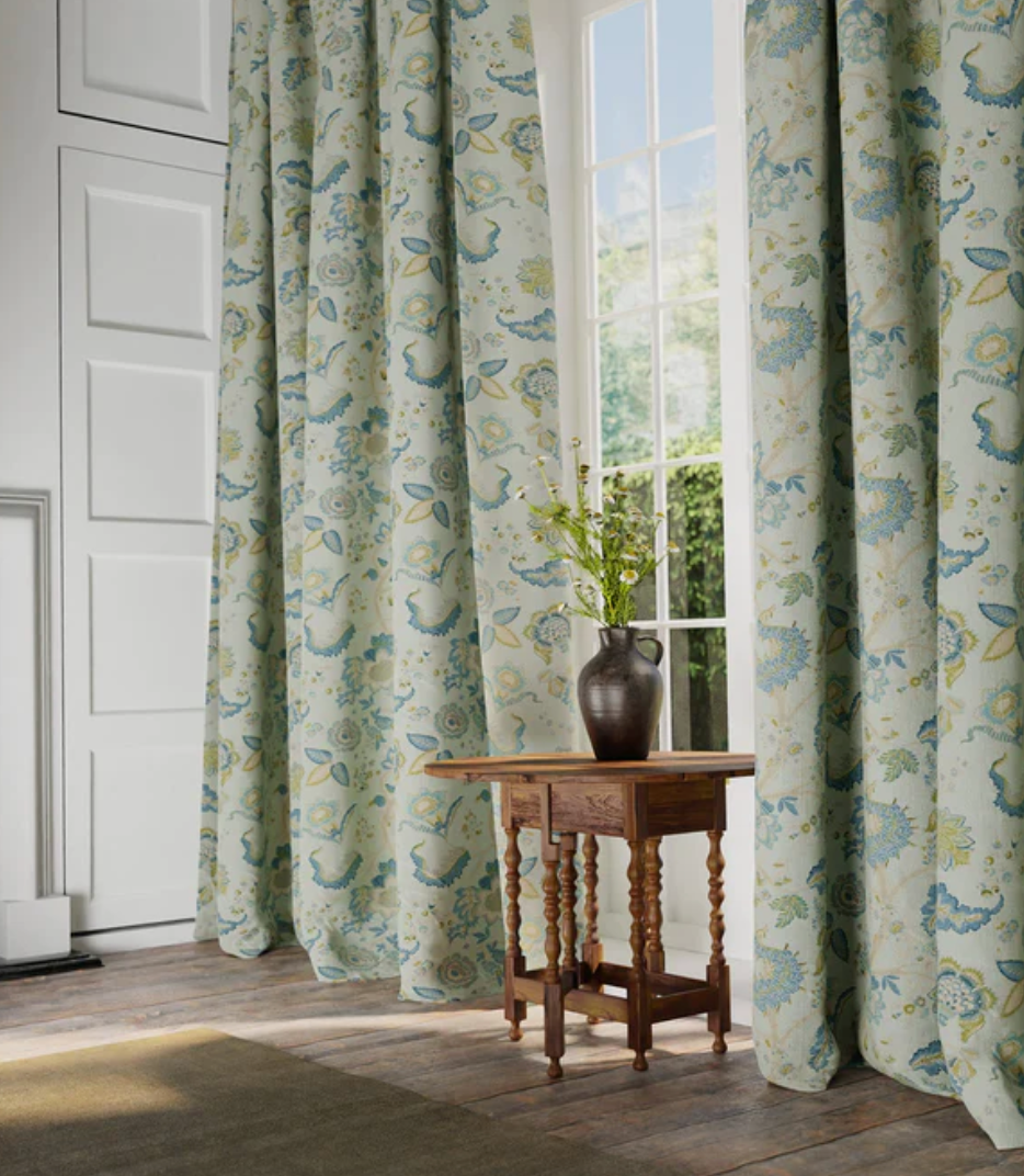 Aqua - Kitty Fabric Linwood 100% Linen curtains