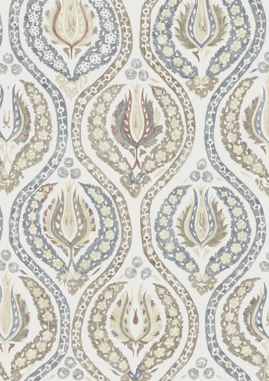 Lewis & Wood Benaki Blue Umber Made to Measure Roman Blinds – close-up