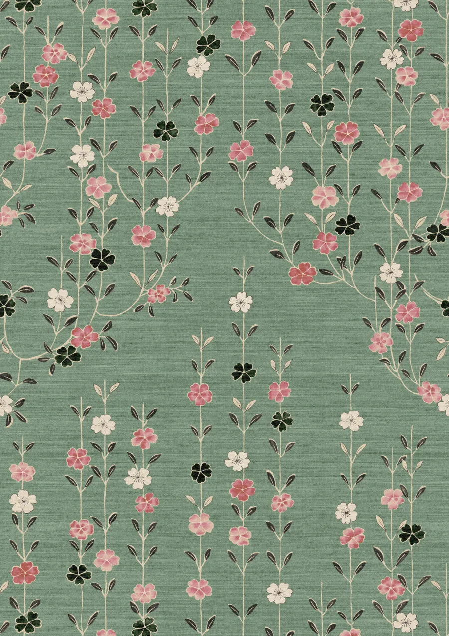 Lewis & Wood Blossom Peony Jade Made to Measure Curtains – close-up