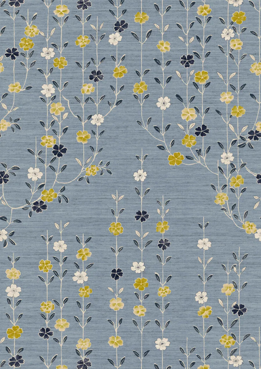 Lewis & Wood Blossom Saffron Sky Made to Measure Roman Blinds – close-up