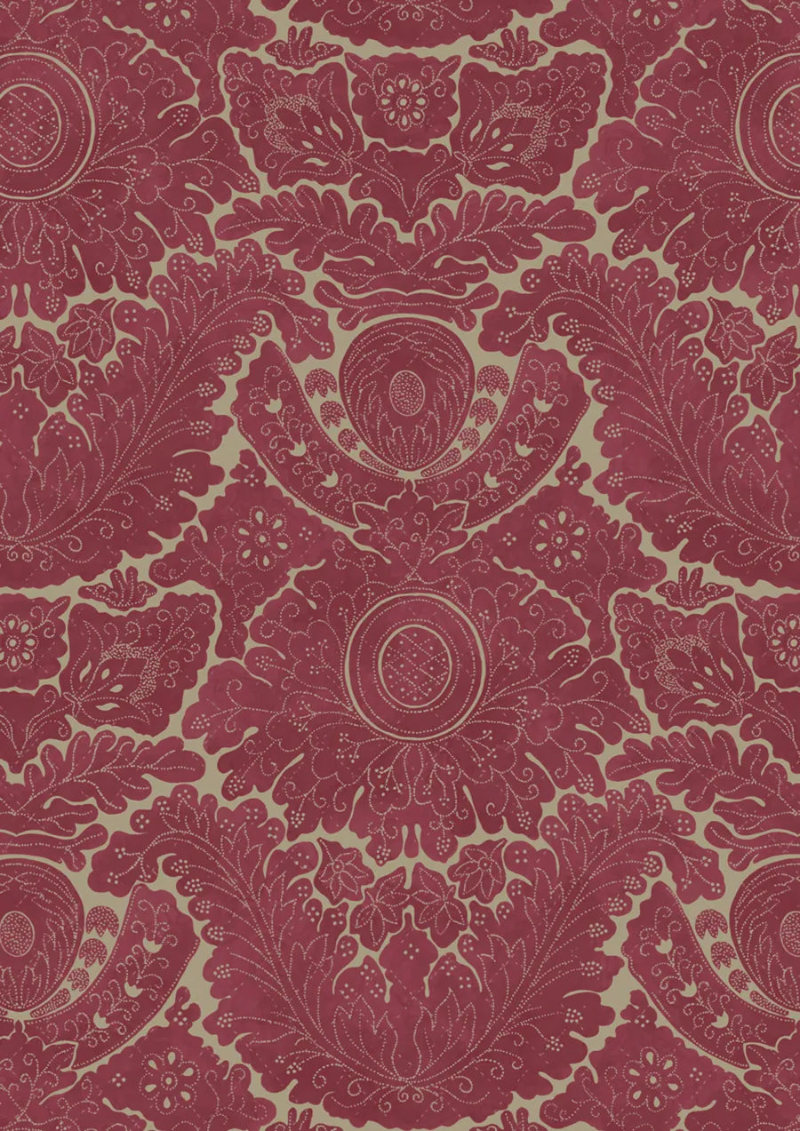Lewis & Wood Nantes Overdye Madder Celadon Made to Measure Roman Blinds – close-up