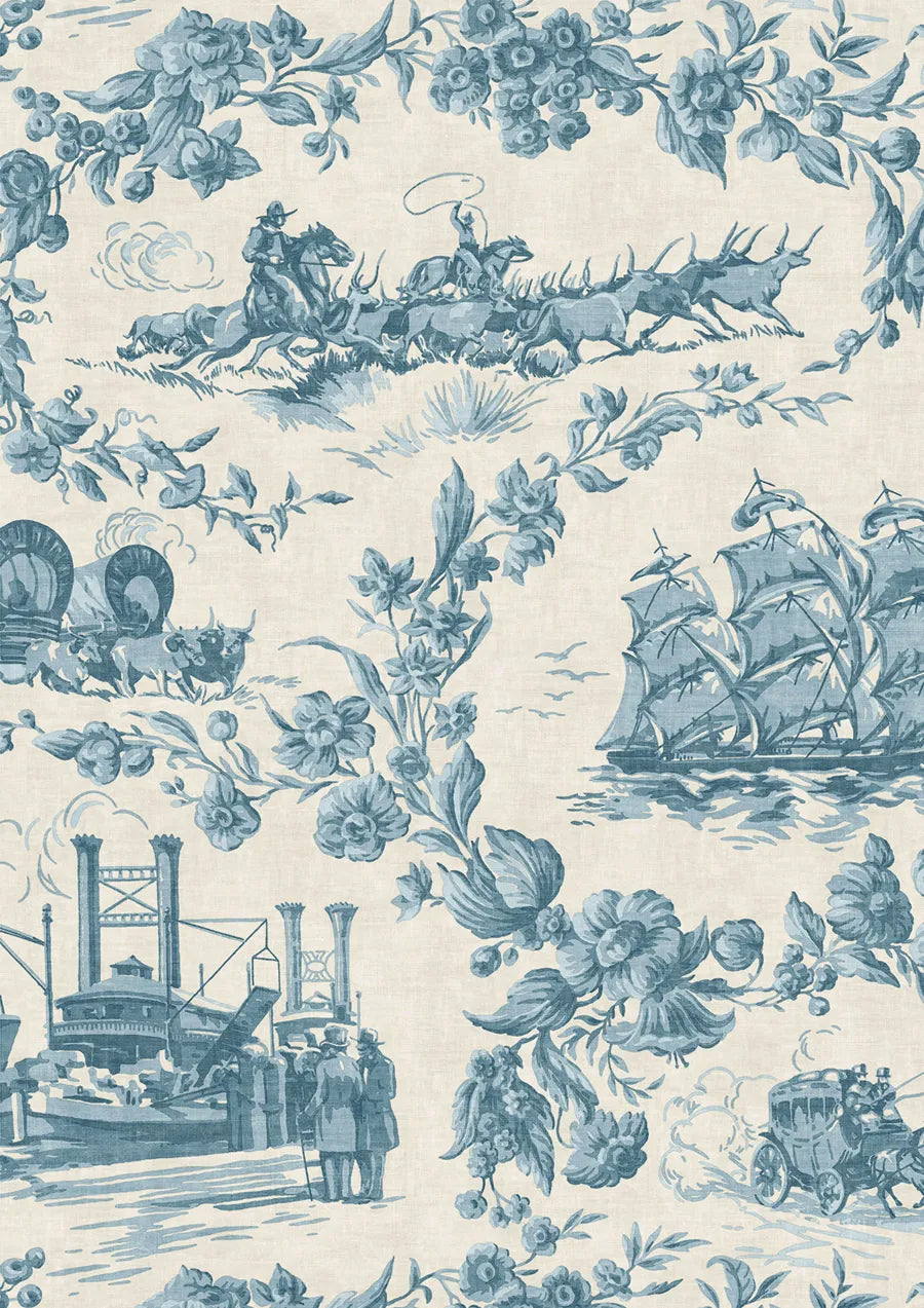 Lewis & Wood Pioneer Days Sky Stone Made to Measure Curtains – close-up