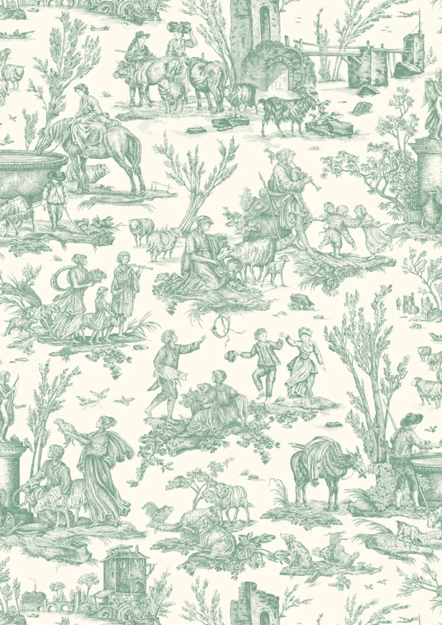 Lewis & Wood Toile Baptiste Jade Made to Measure Curtains – close-up