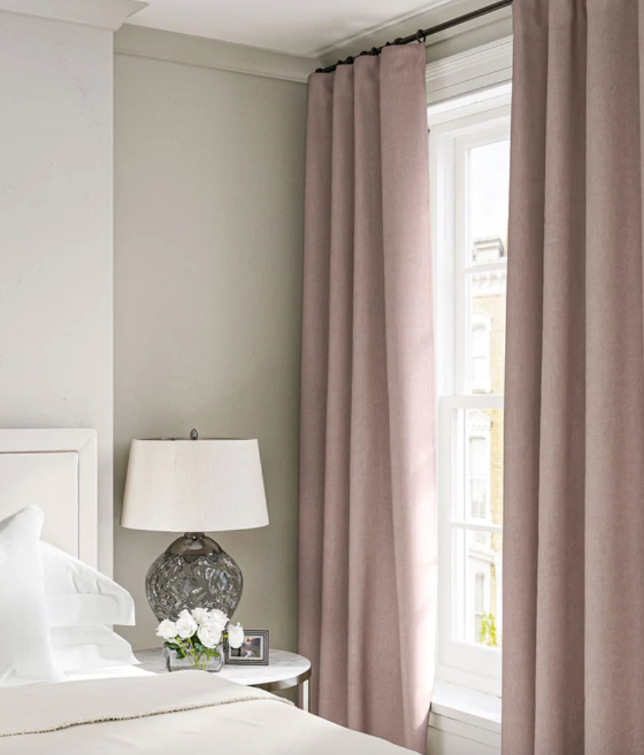 Dusky Pink Elba by Linwood 100 Linen Fabric Curtains Roman Blinds