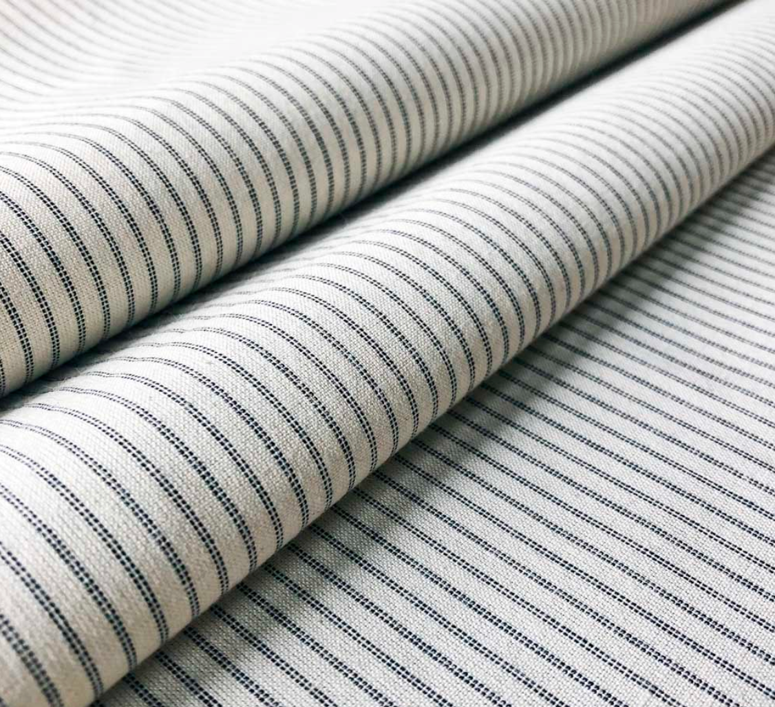 black - Lining Stripe Fabric Ian Mankin 100% Cotton