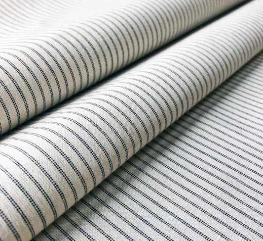 black - Lining Stripe Fabric Ian Mankin 100% Cotton