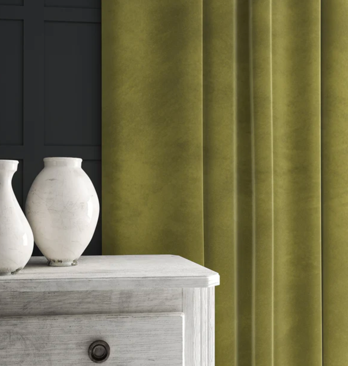 Avocado - Omega iii Velvet by Linwood - Fabric, Curtains, Roman Blinds