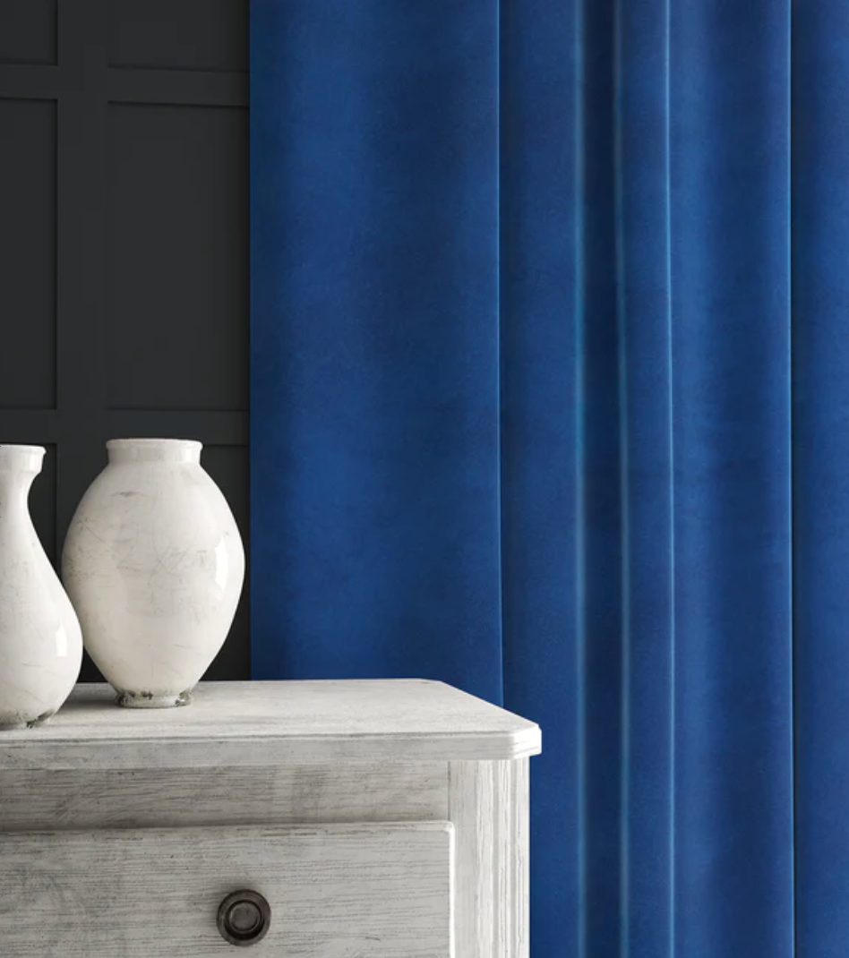 Cerulean - Omega iii Velvet by Linwood - Fabric, Curtains, Roman Blinds