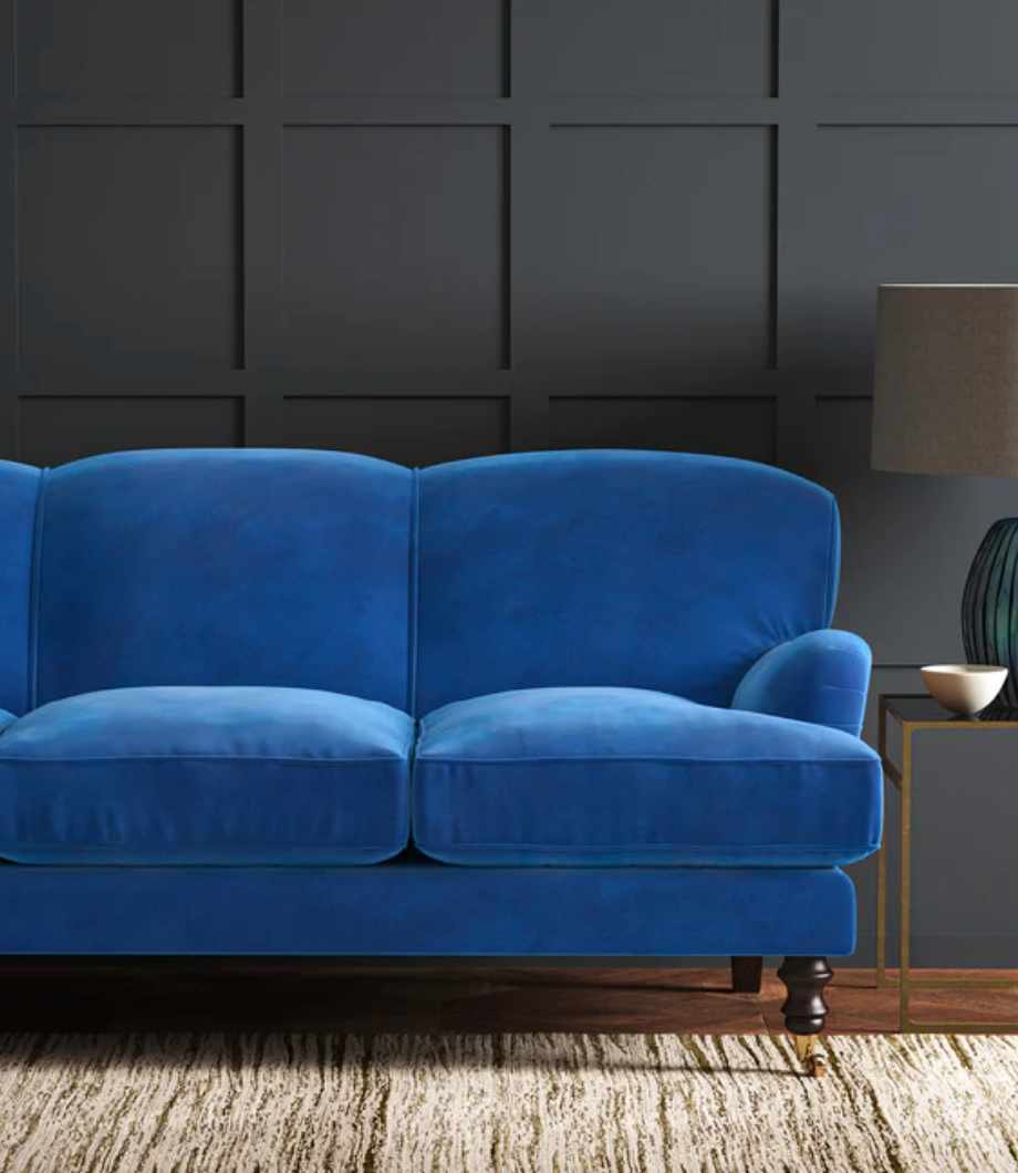 Cerulean - Omega iii Velvet by Linwood - Fabric, Curtains, Roman Blinds sofa
