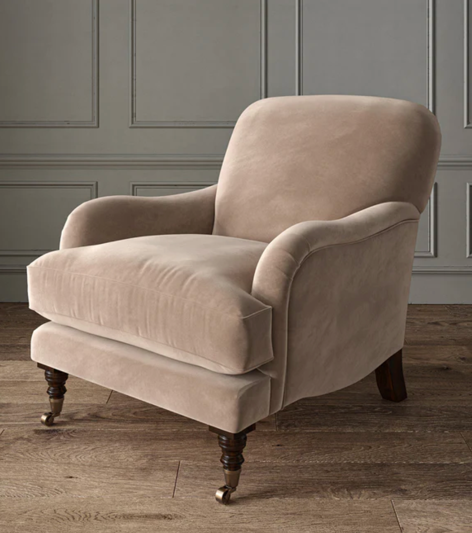 Champagne - Omega iii Velvet by Linwood - Fabric, Curtains, Roman Blinds chair
