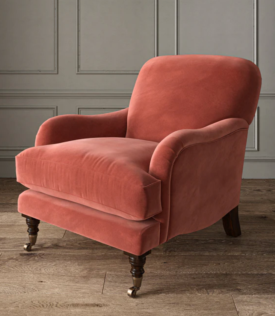 Coral - Omega iii Velvet by Linwood - Fabric, Curtains, Roman Blinds chair