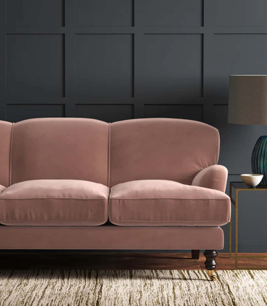 Dusky Pink - Omega iii Velvet by Linwood - Fabric, Curtains, Roman Blinds sofa