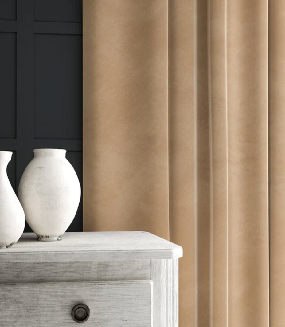 Fawn - Omega iii Velvet by Linwood - Fabric, Curtains, Roman Blinds