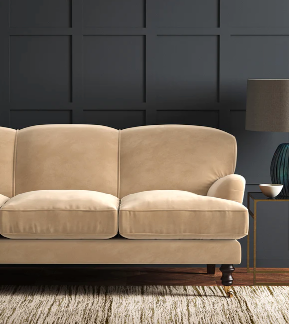 Fawn - Omega iii Velvet by Linwood - Fabric, Curtains, Roman Blinds sofa