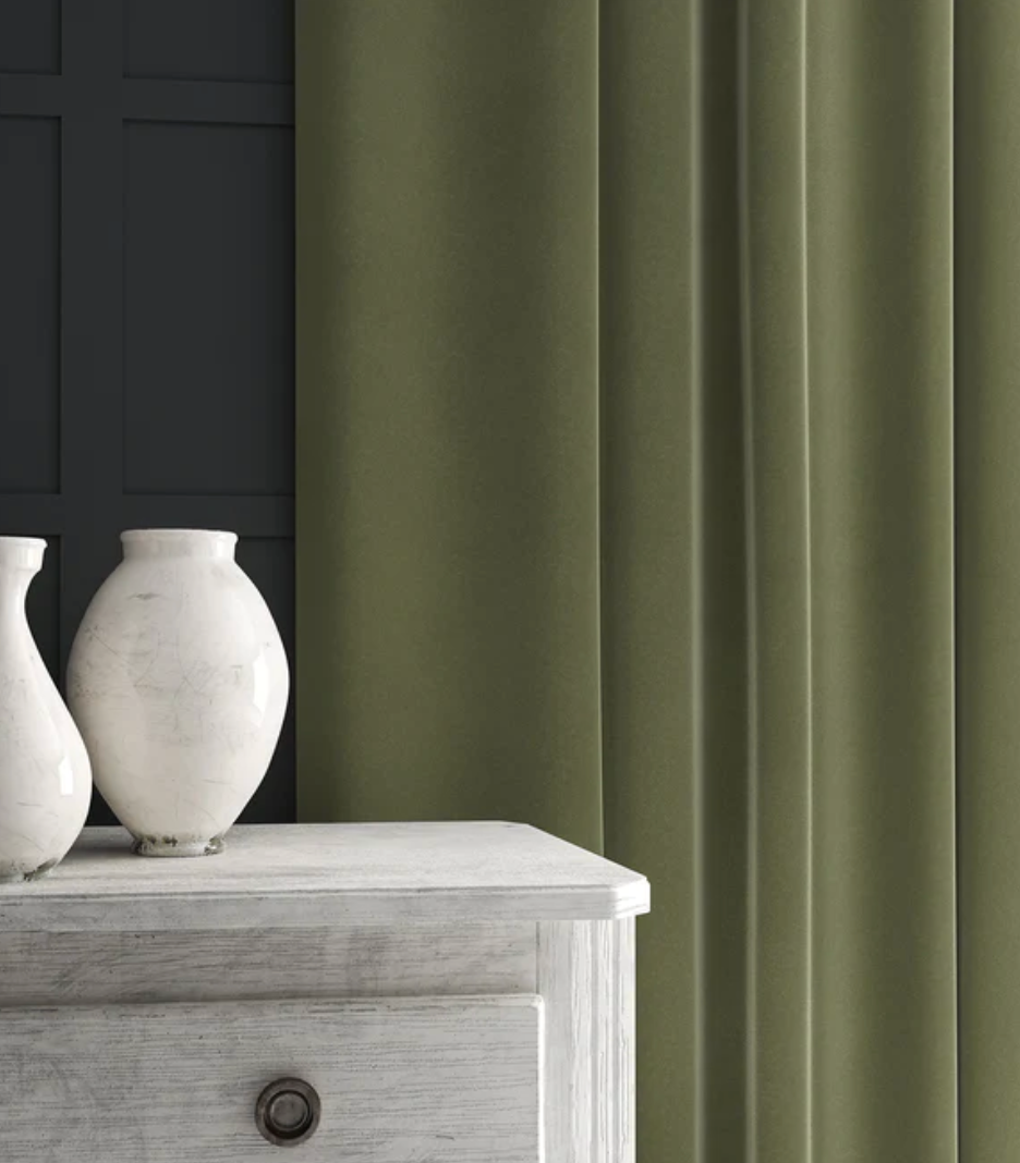 Green Tea - Omega iii Velvet by Linwood - Fabric, Curtains, Roman Blinds