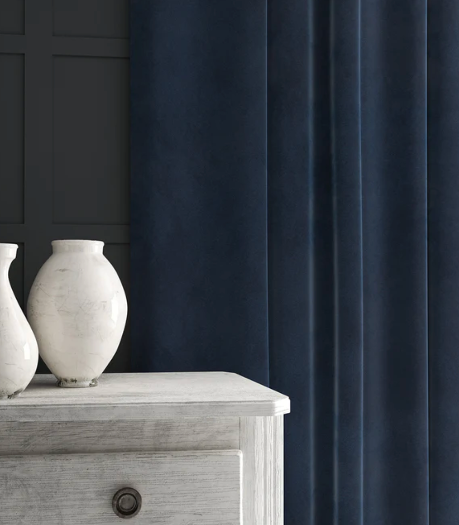 Indigo - Omega iii Velvet by Linwood - Fabric, Curtains, Roman Blinds