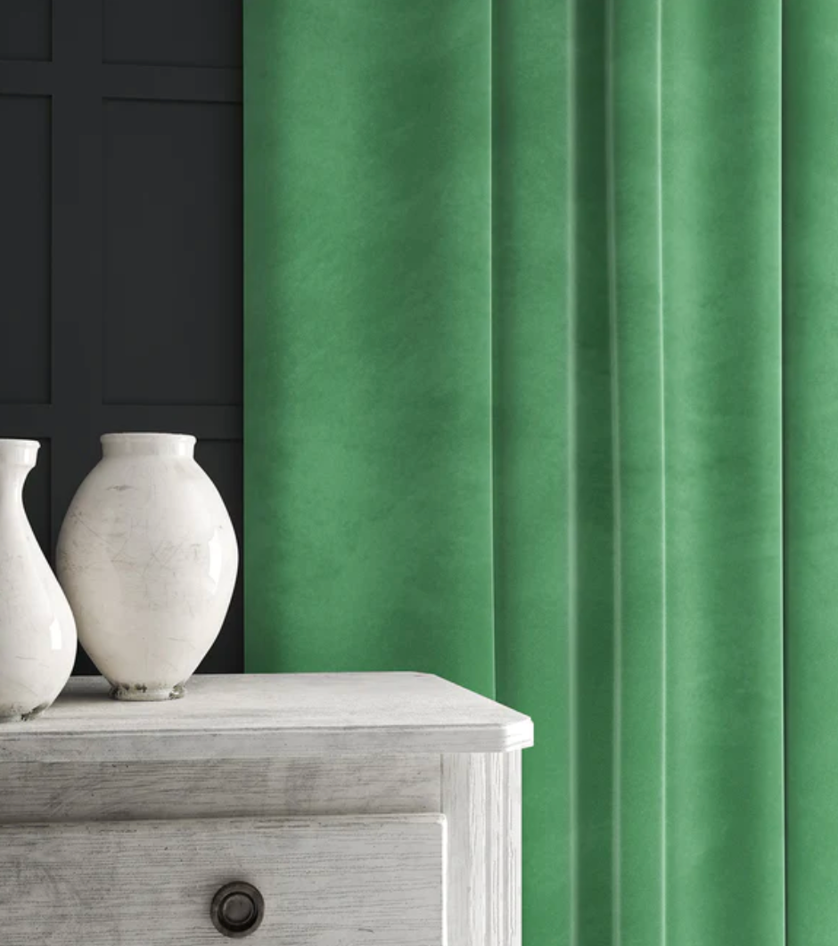 Mint - Omega iii Velvet by Linwood - Fabric, Curtains, Roman Blinds