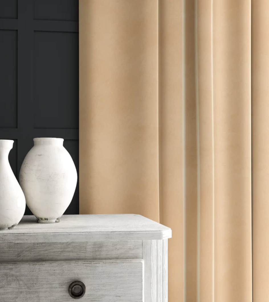 Pale Apricot - Omega iii Velvet by Linwood - Fabric, Curtains, Roman Blinds
