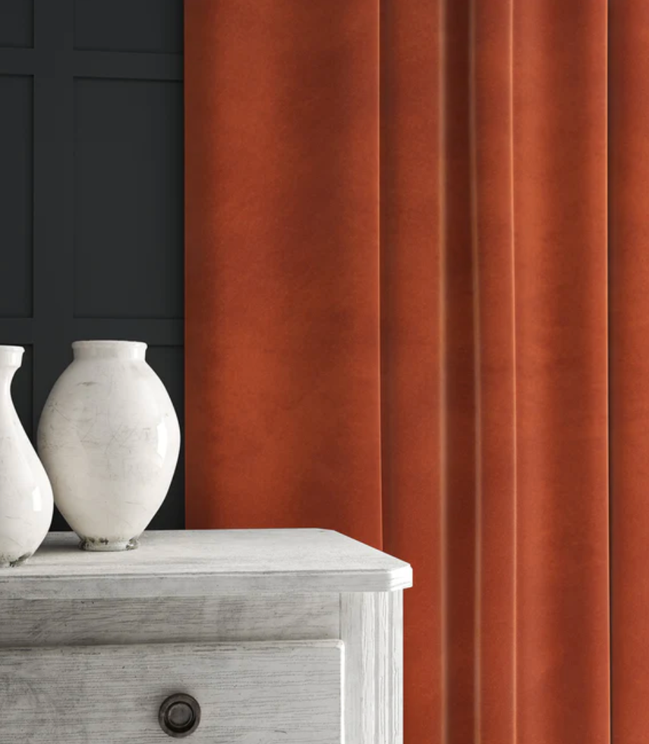 Papaya - Omega iii Velvet by Linwood - Fabric, Curtains, Roman Blinds