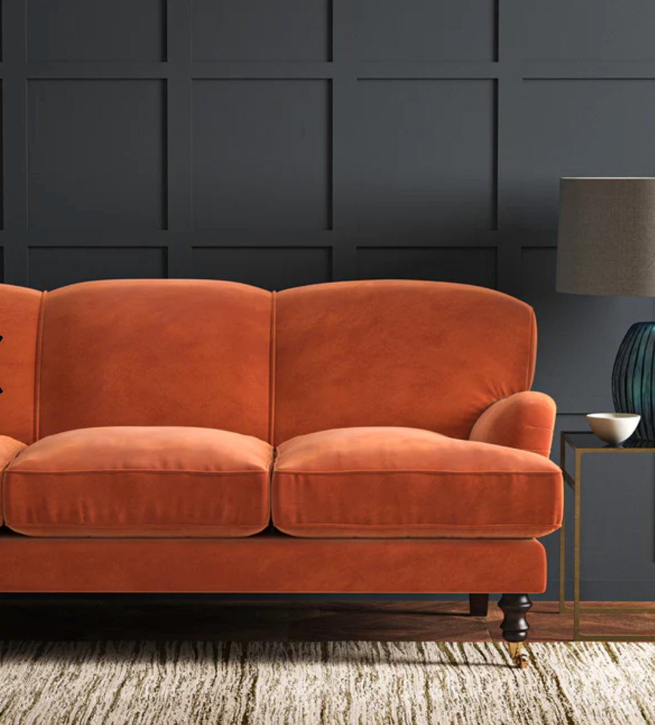 Papaya - Omega iii Velvet by Linwood - Fabric, Curtains, Roman Blinds sofa