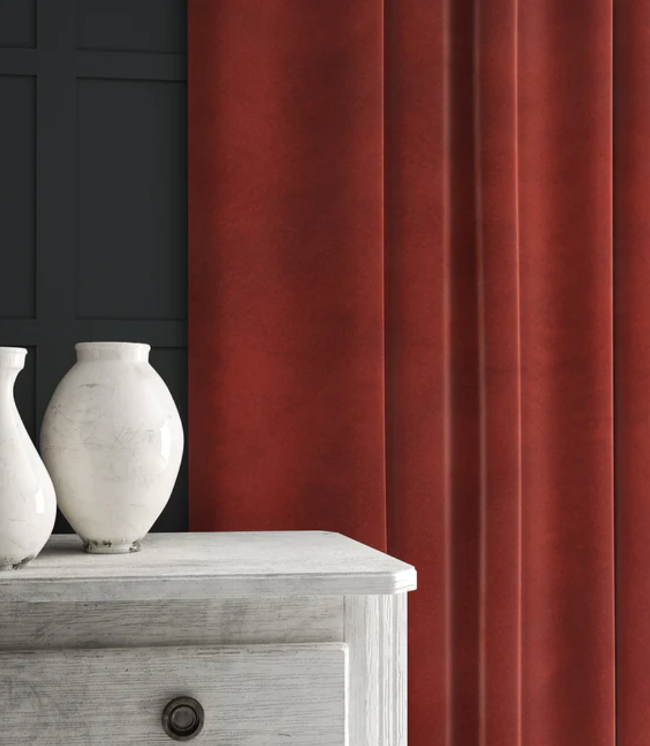 Pomegranate - Omega iii Velvet by Linwood - Fabric, Curtains, Roman Blinds