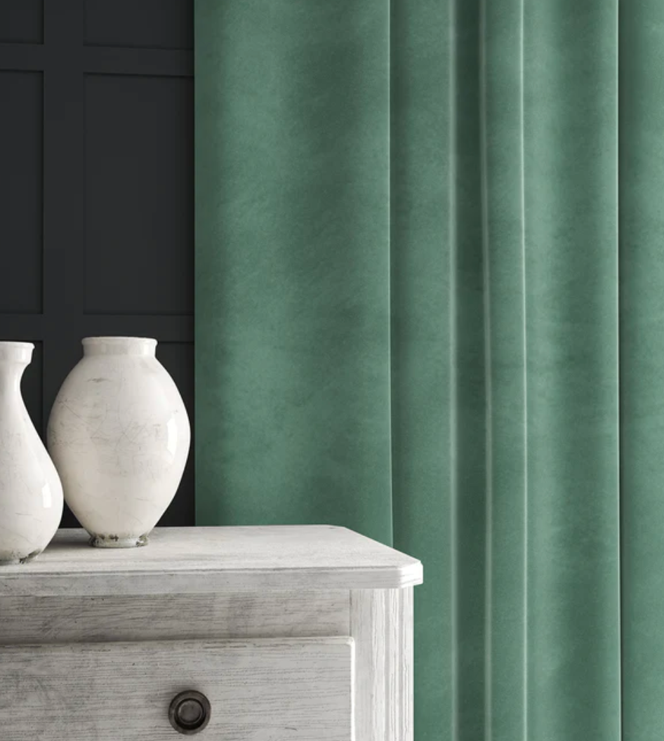Sea Mist - Omega iii Velvet by Linwood - Fabric, Curtains, Roman Blinds
