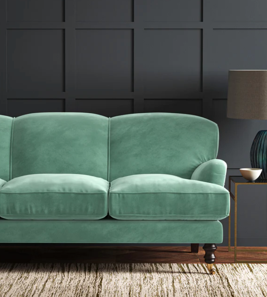 Sea Mist - Omega iii Velvet by Linwood - Fabric, Curtains, Roman Blinds sofa
