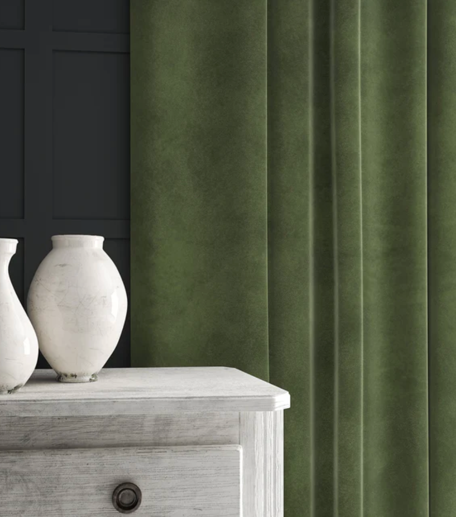 Winter Moss - Omega iii Velvet by Linwood - Fabric, Curtains, Roman Blinds
