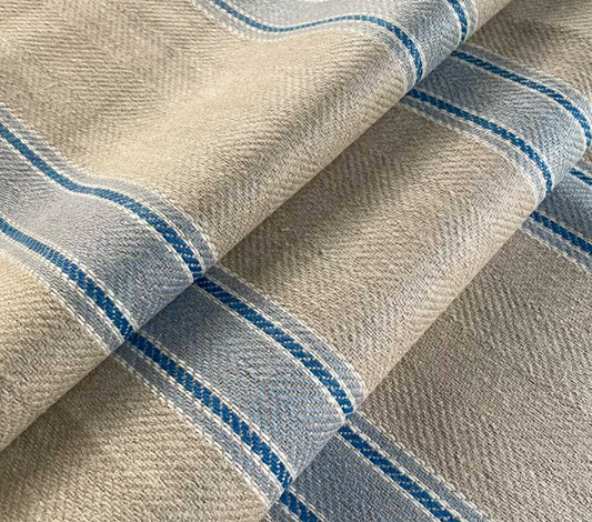 Mist - Moffat Stripe Fabric Ian Mankin 100% Linen