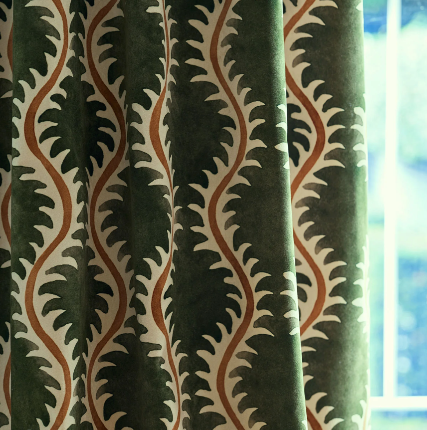 Moss - Helter Skelter Velvet by Linwood - Curtains