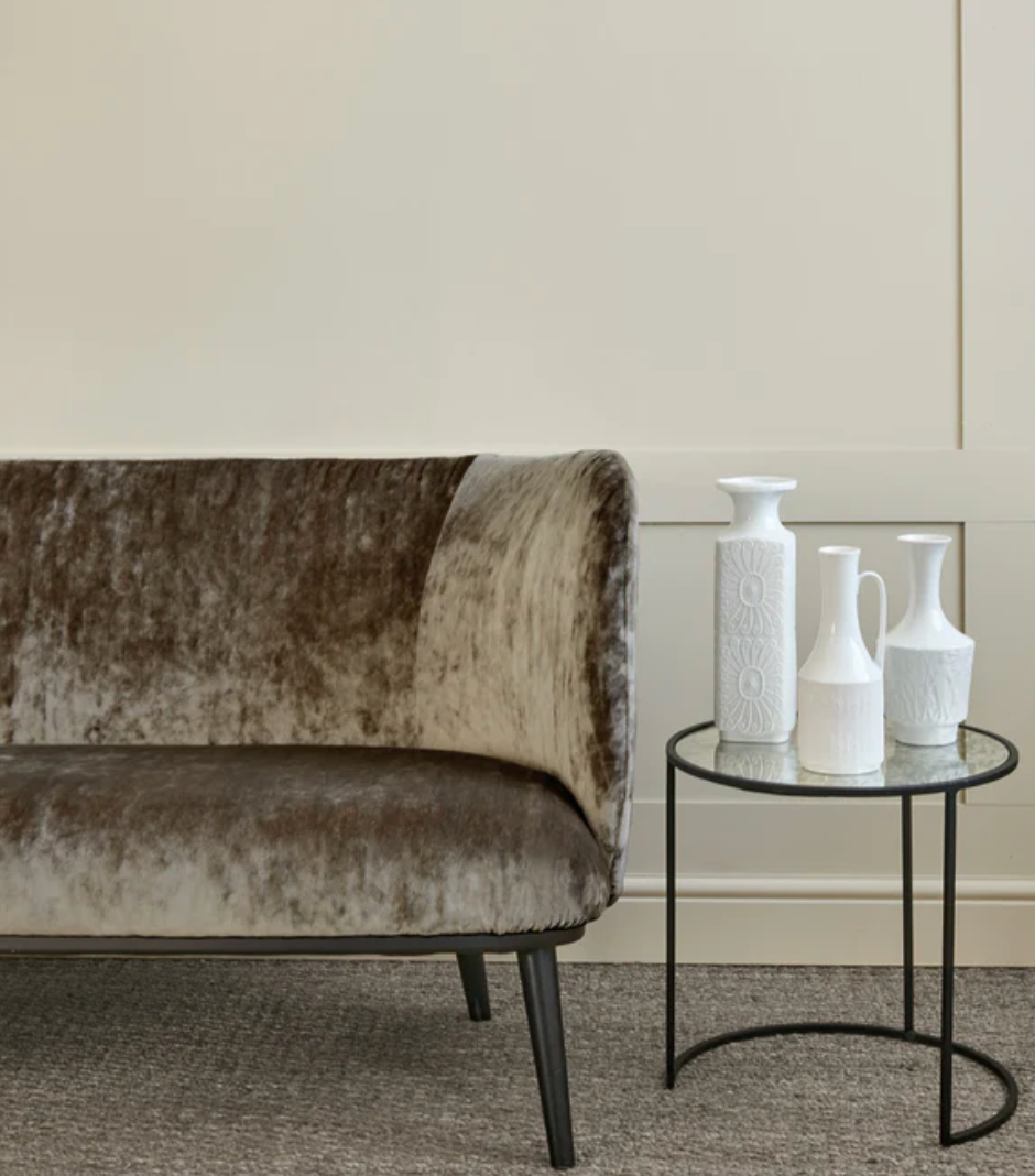 Mushroom - Cosmos Velvet by Linwood - Fabric, Curtains, Roman Blinds sofa