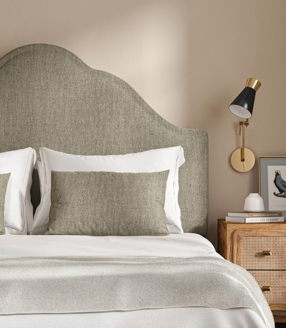 Mushroom - Orta by Linwood - Fabric, Curtains, Roman Blinds bed