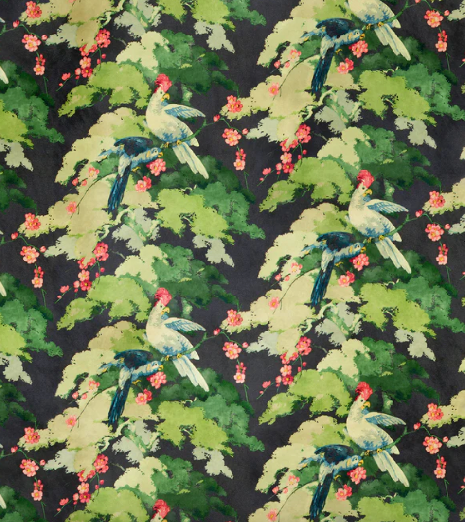 Navy - Jungle Jive Fabric Linwood 100% Cotton Velvet
