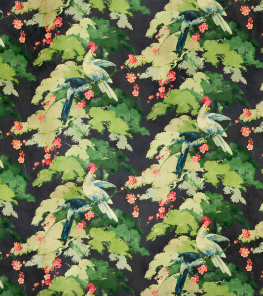 Navy - Jungle Jive Fabric Linwood 100% Cotton Velvet