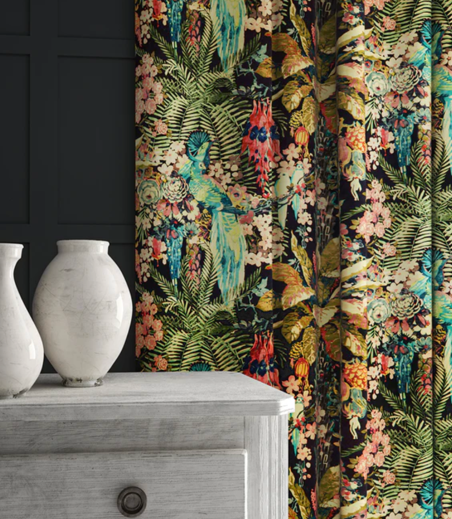 Neon - Rainforest Rabble Fabric Linwood 100% Cotton Velvet curtain