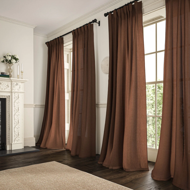 Nutmeg - Marietta Linen by Linwood - Curtains