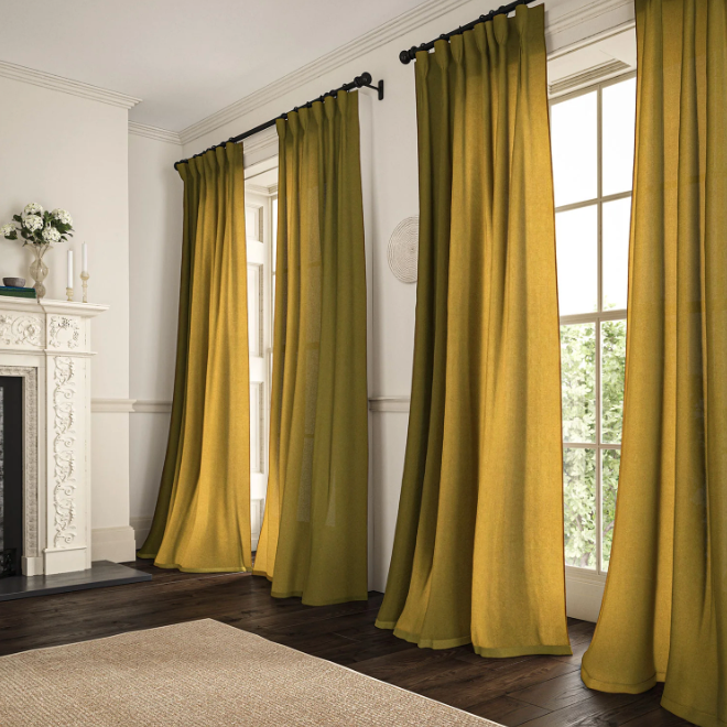 Ochre - Marietta Linen by Linwood - Curtains