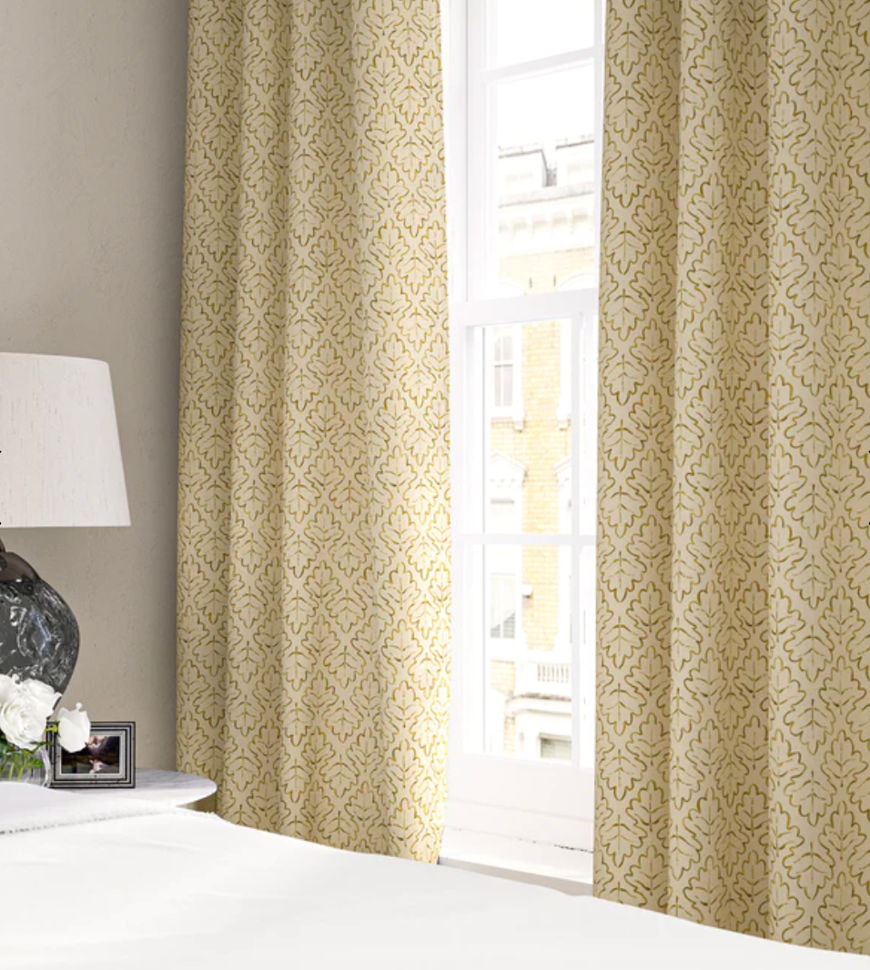 Ochre - Maze Fabric Linwood 100% Linen curtains