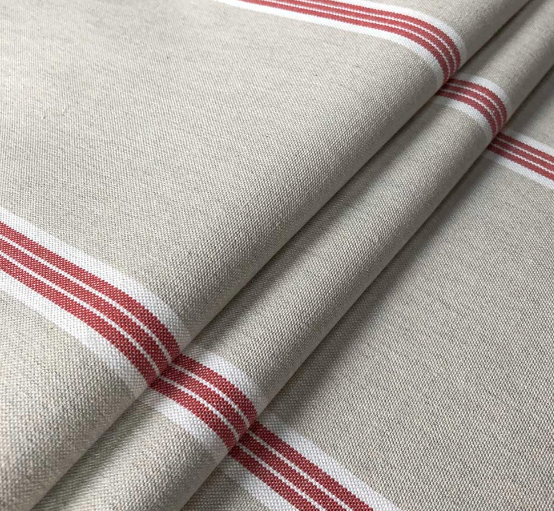 Peony - Odeon Stripe Fabric Ian Mankin 100% Cotton